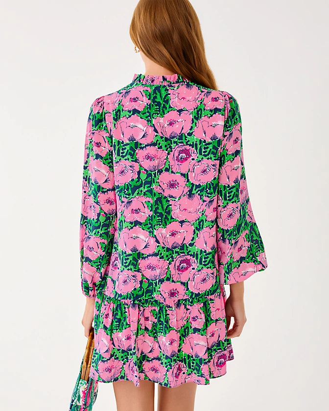 Evaline Silk Dress (Low Tide Navy Florrie)