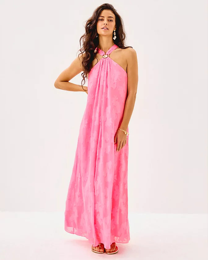 Clairabel Maxi Dress (Roussea Pink Coral Swirl)