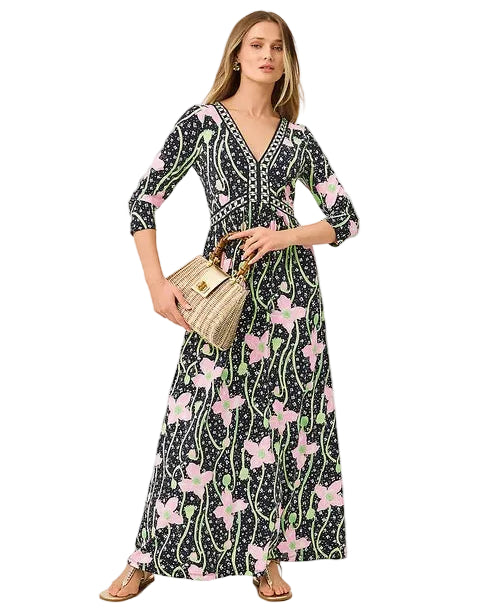 Harlynn Maxi Dress (Onyx Blushing Blooms)