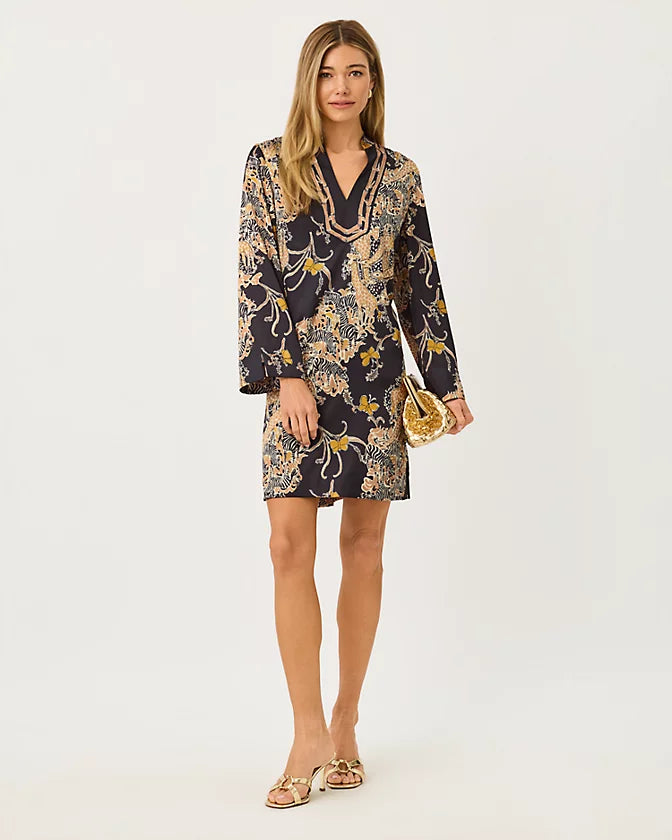 Irella Caftan Dress (Onyx Striped Safari)