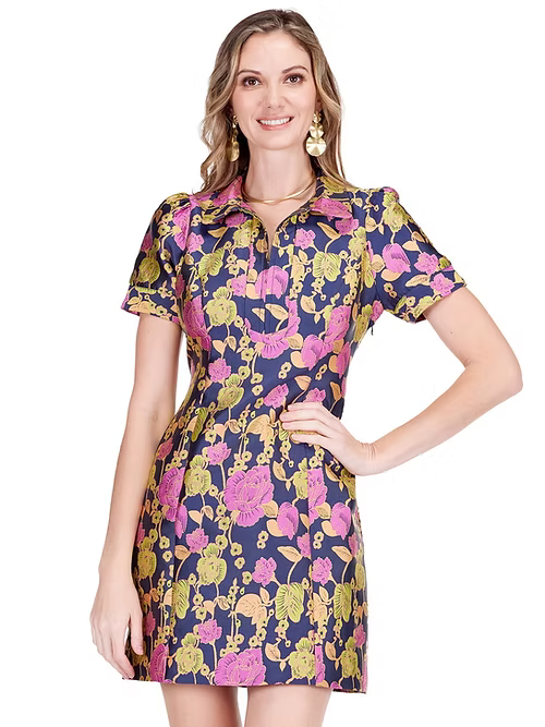 Front Zip Dress (Vibrant Vines)