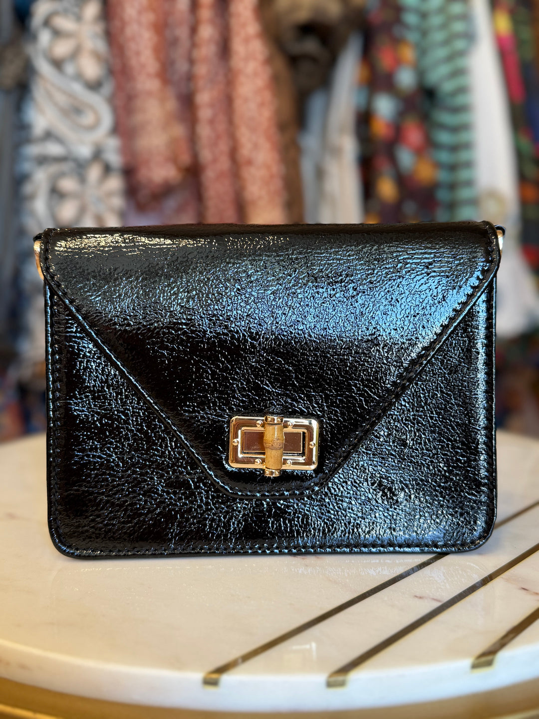 Stacey Handbag (Black Patent Leather)