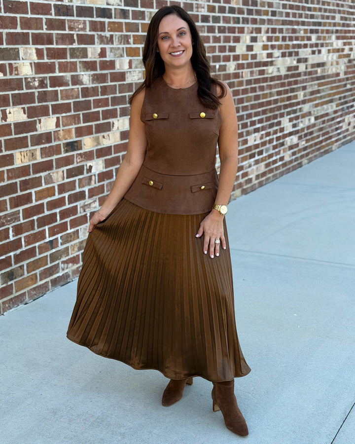 Button Dress (Brown)