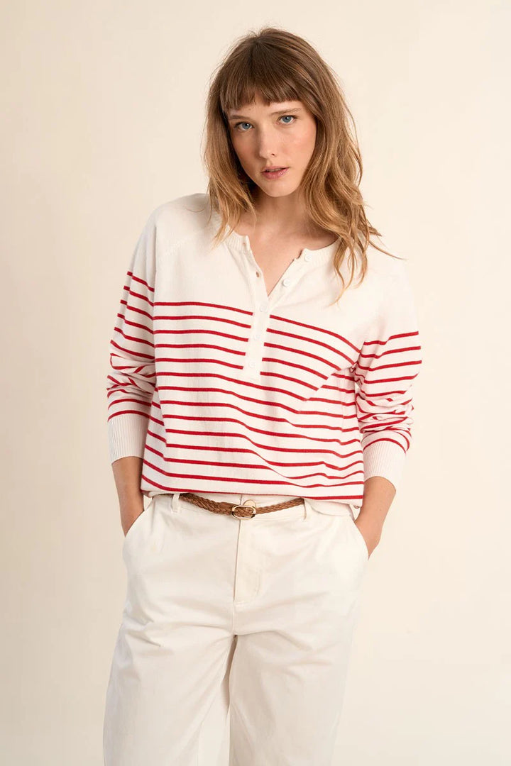 Knitted Sweater (Off White/Red)