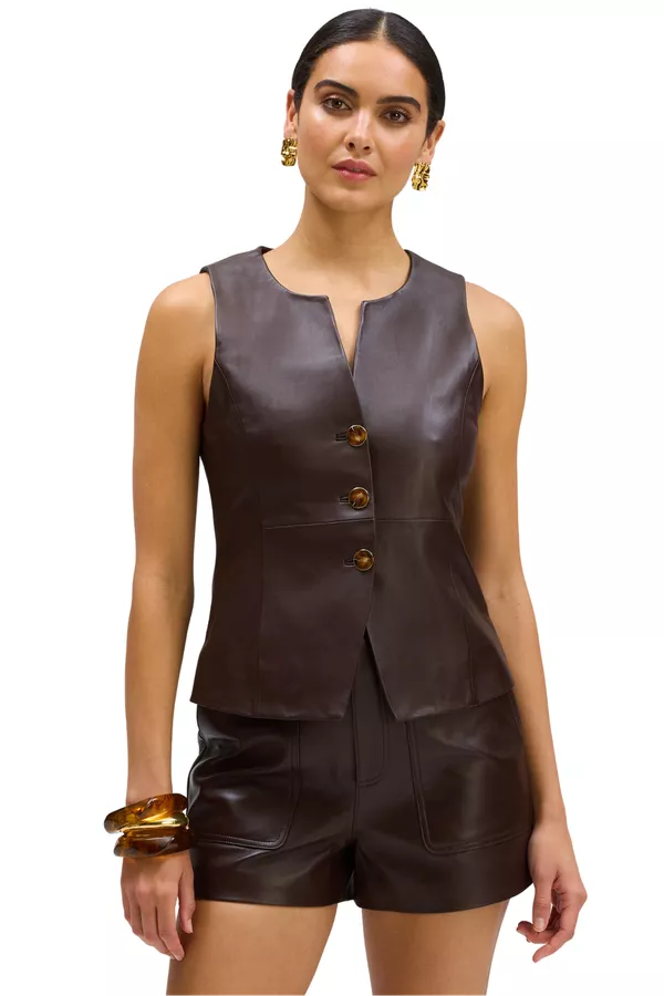 Olivia Leather Vest (Espresso)