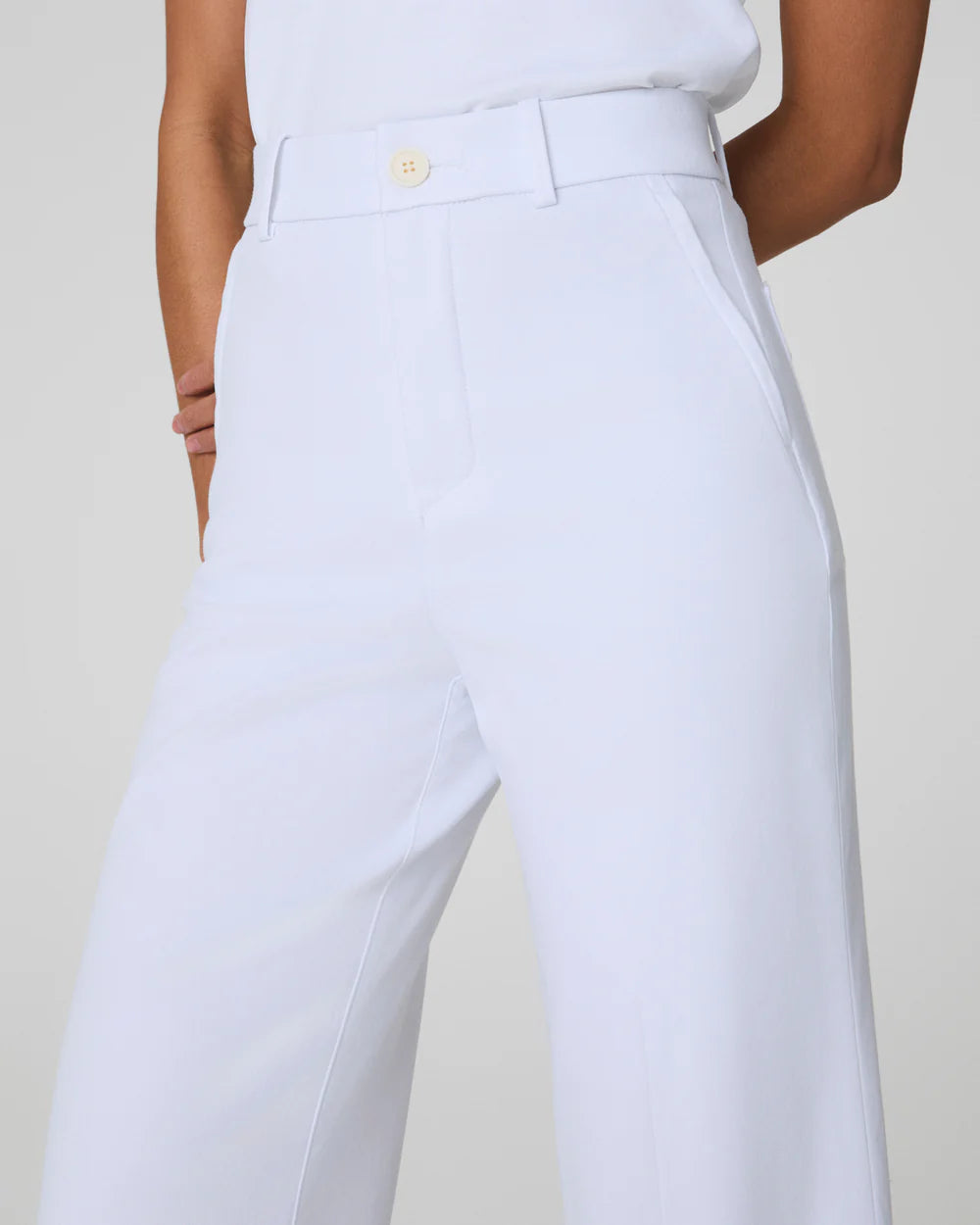 SPANXsupersmooth Stretch Twill Cropped Wide Leg Pant (Classic White)