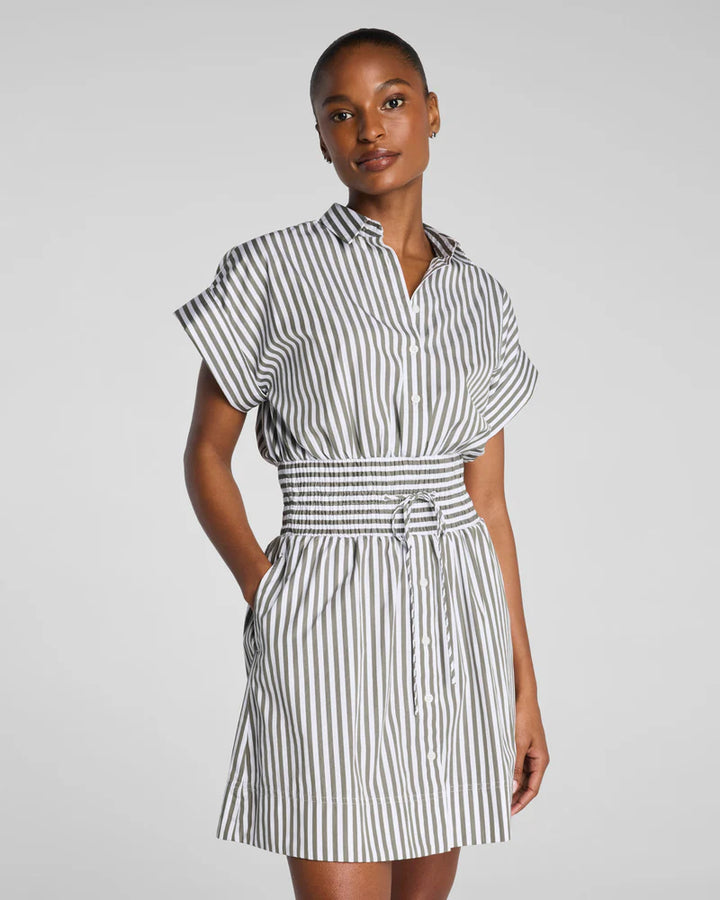 Poplin Smocked Mini Shirt Dress (Shade Str Fmclw)