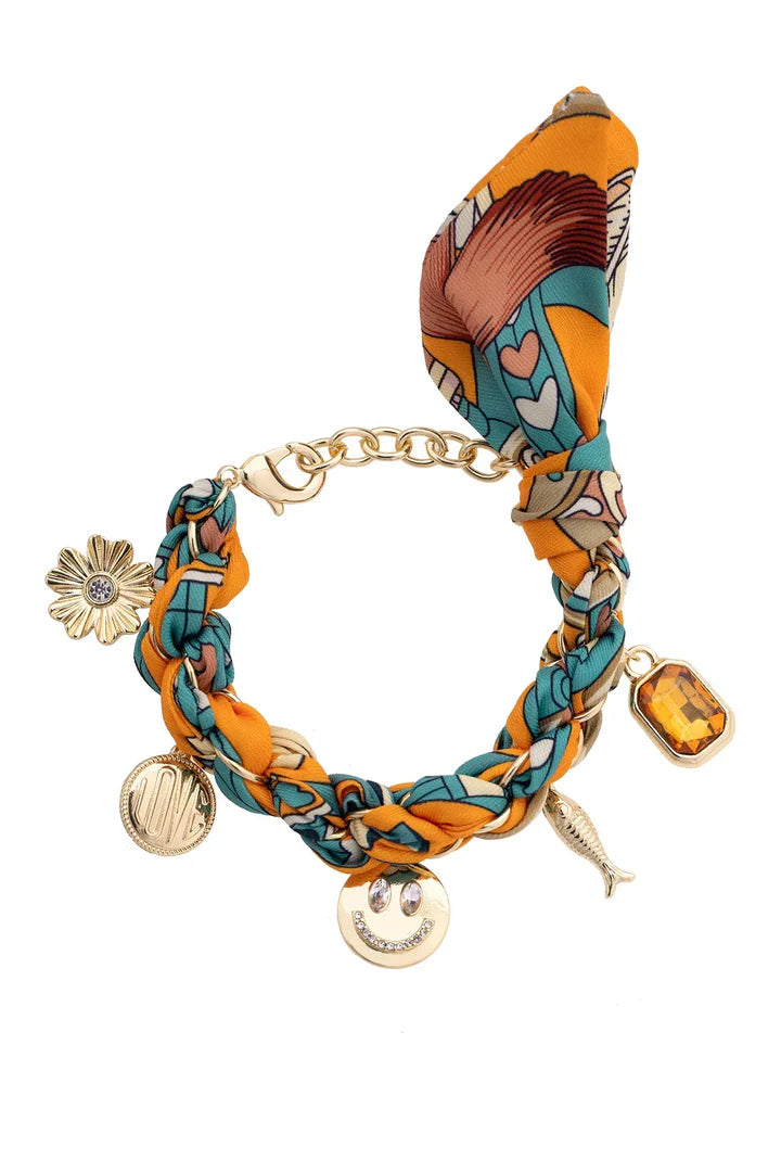 Colette Scarf Bracelet (Orange/Teal)