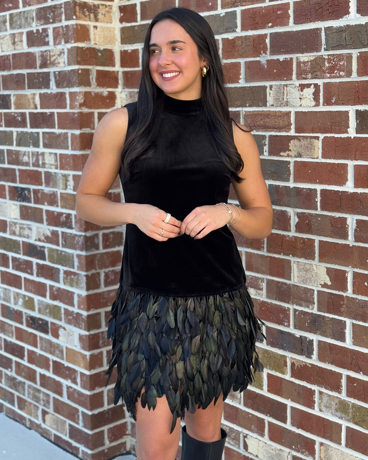 Colette Feather Dress (Black)