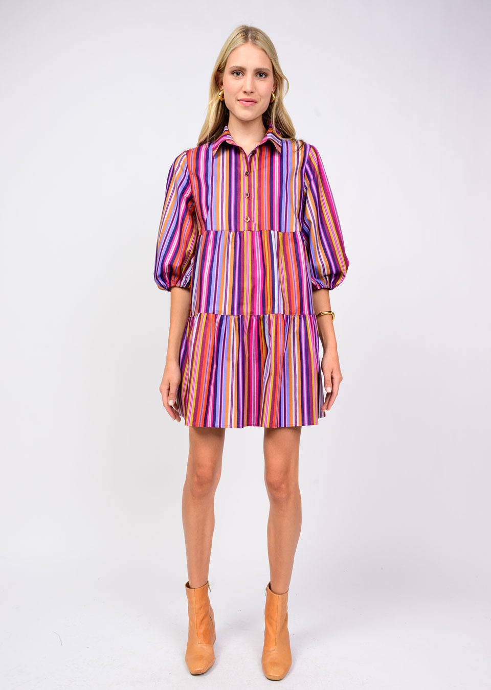 Tiered Stripe Dress (Multi)