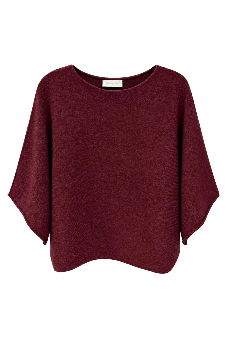 Crew Neck Batwing Sleeve Top (Wine)
