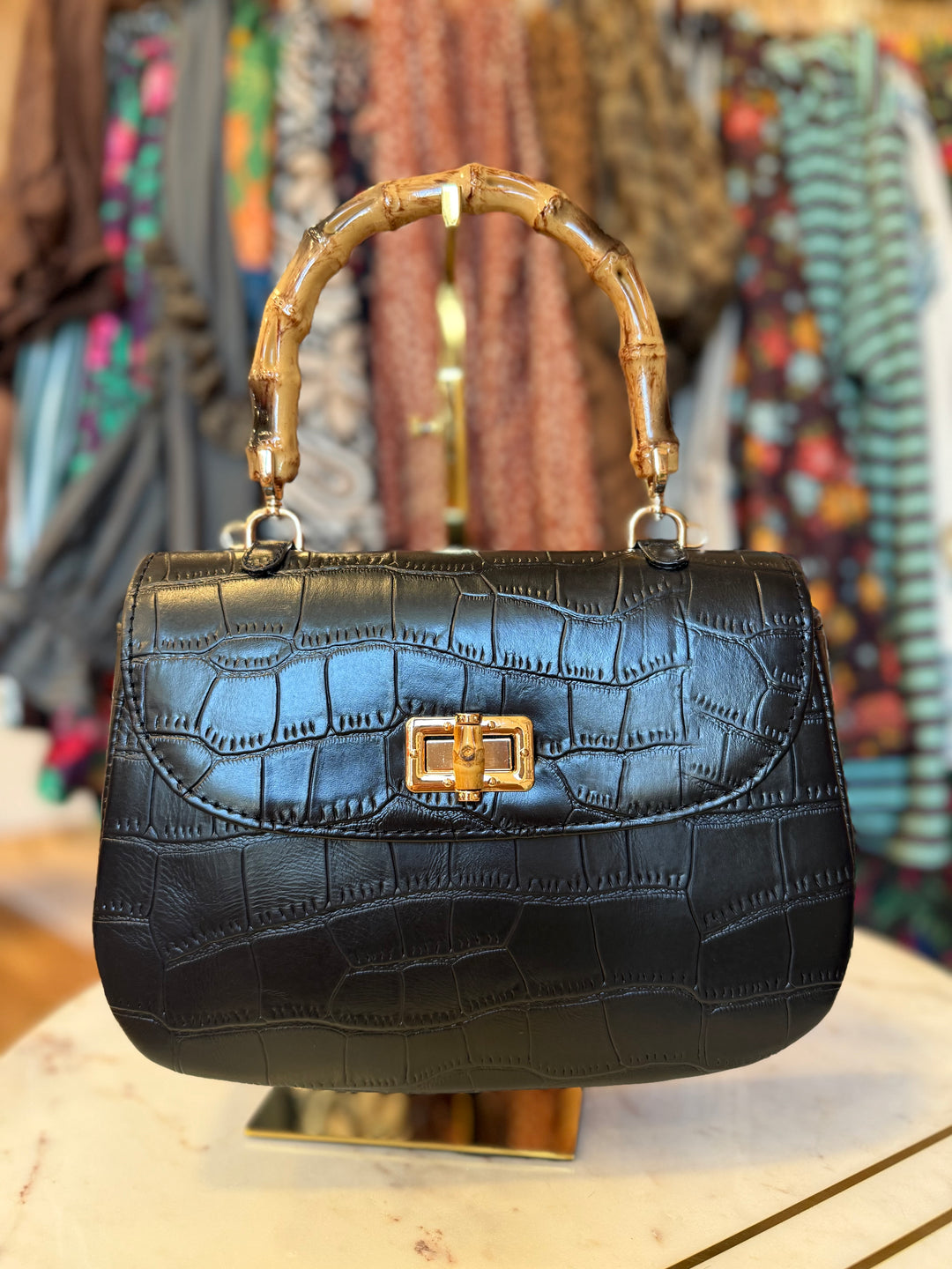 Chloe Handbag (Black Croc)