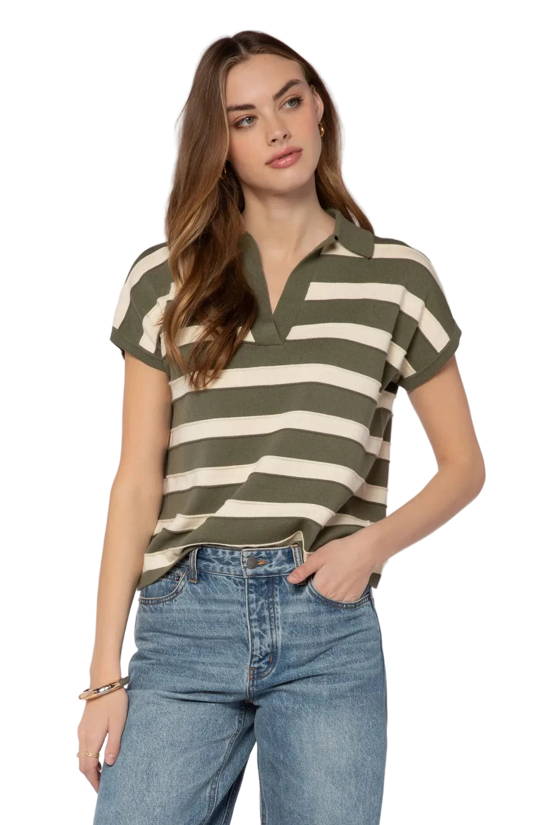 Annabelle Top (Burnt Olive Stripe)