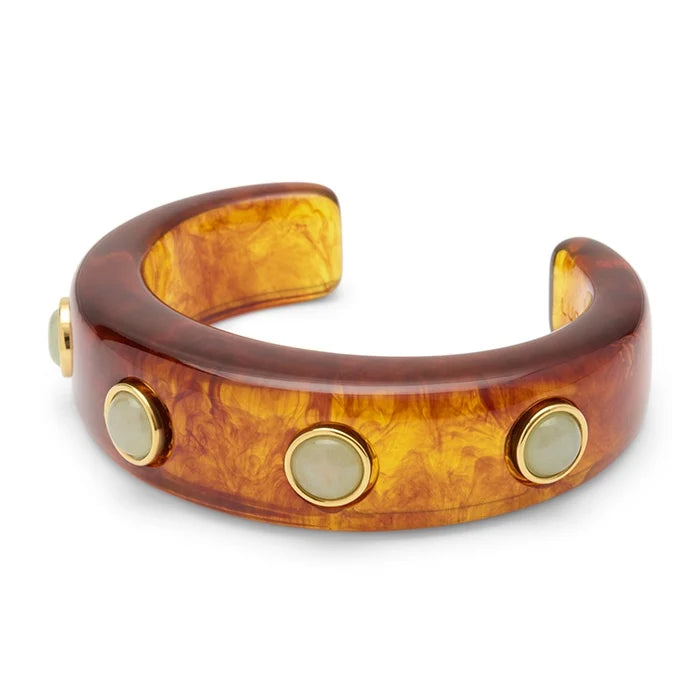 Tortoise Shell Resin Bangle (Aquamarine Quartz)