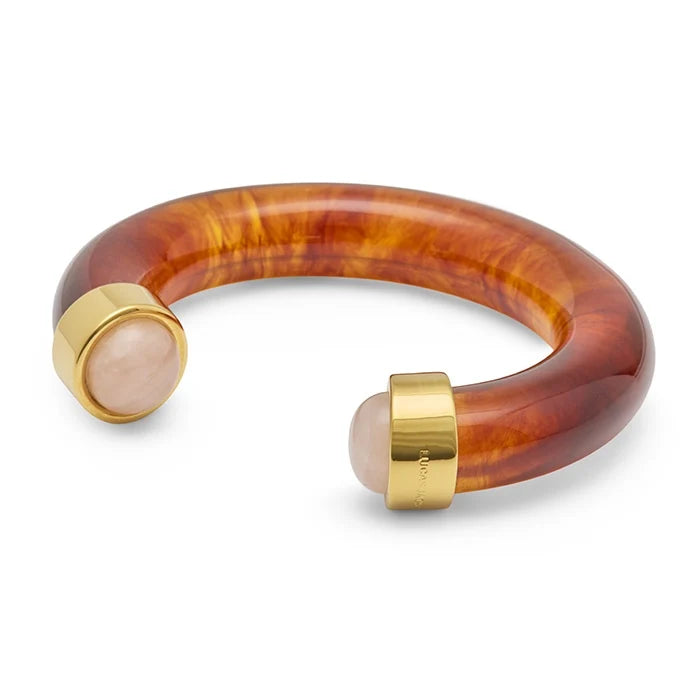 Tortoise Shell Resin Bangle (Pink Crystal)