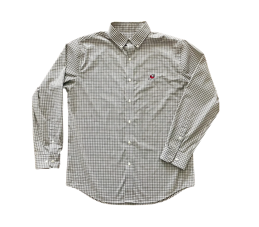 Perf Button Down Standing Dawg (Charcoal/White)