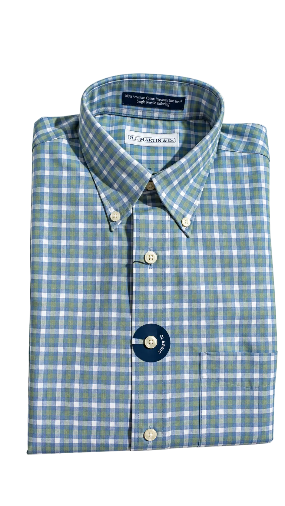 Person (Navy/Green Grid Check)