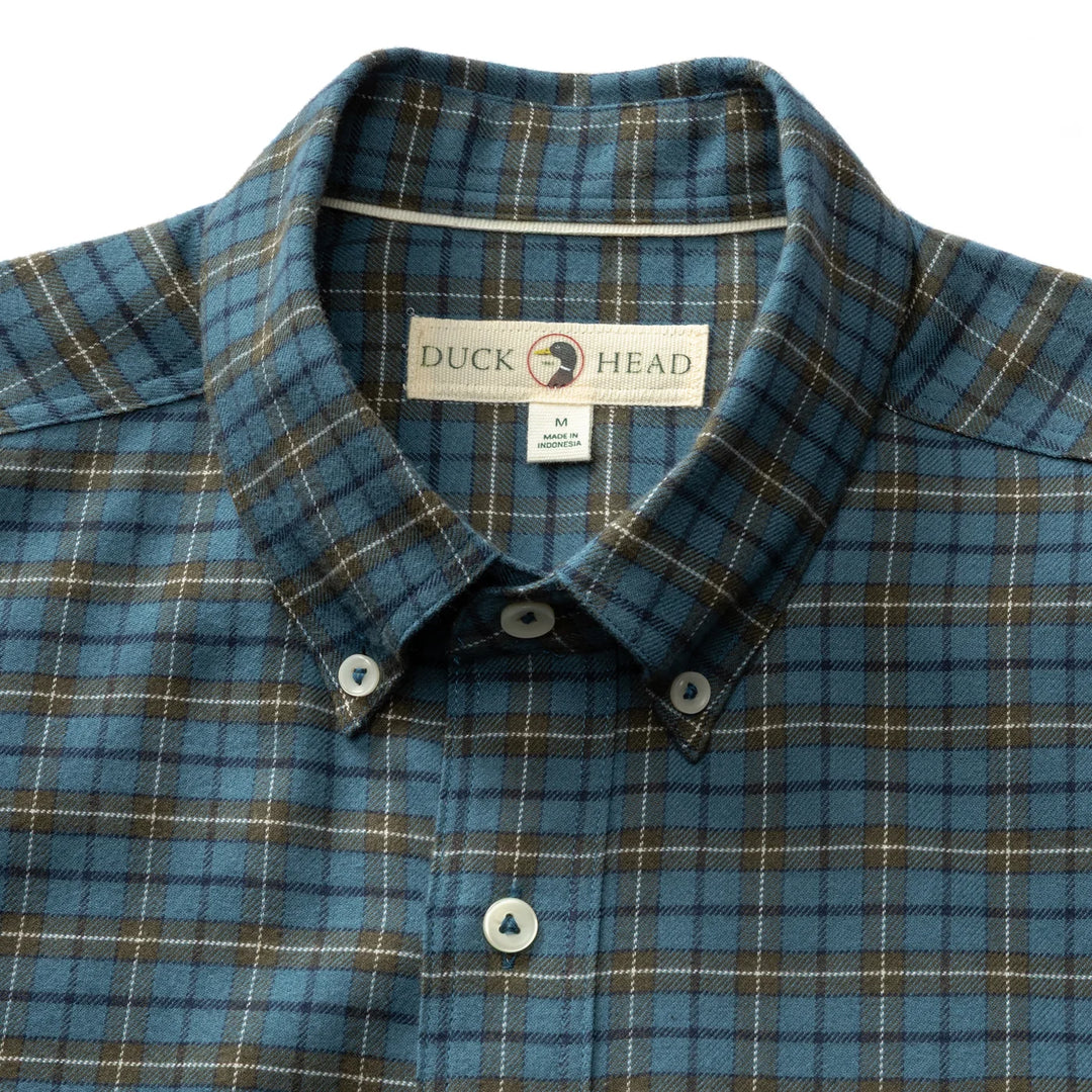 Cotton Flannel Sport Shirt Wexler Plaid (Stormy Teal)