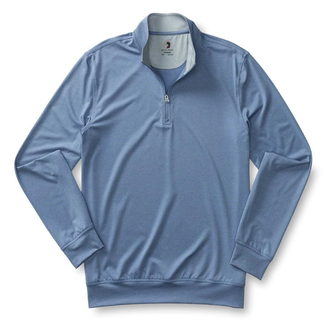 Long Drive 1/4 Zip Performance Pullover (Chambray Blue Heather)