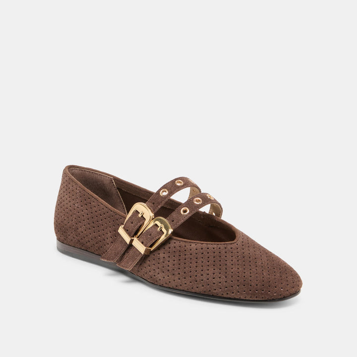 Baylee (Dark Brown Perforated Suede)
