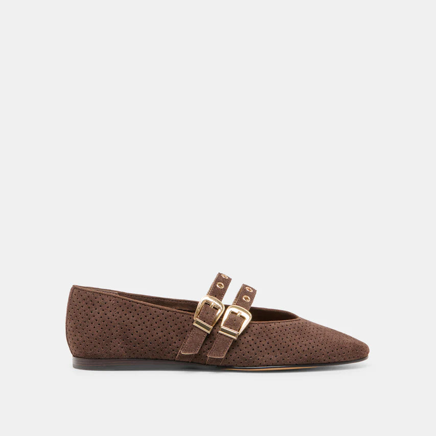 Baylee (Dark Brown Perforated Suede)