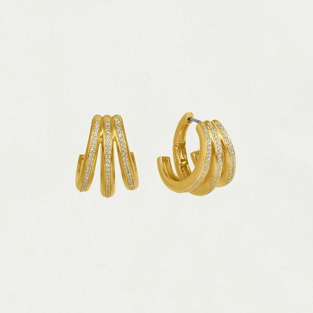 Dauphine Pave Hoop Earrings (Gold)