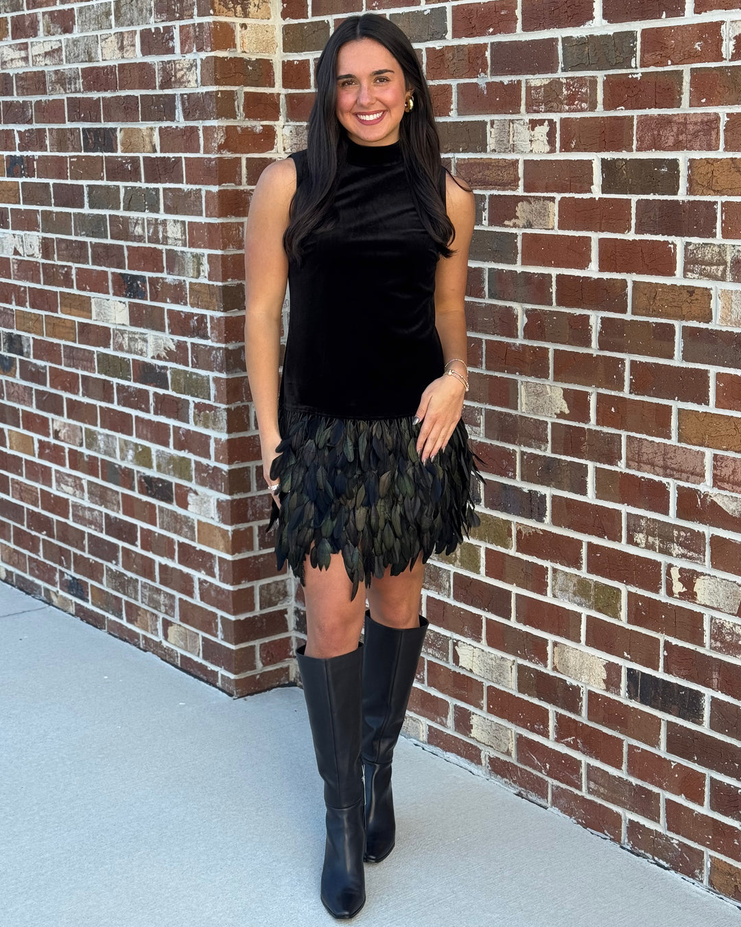 Colette Feather Dress (Black)