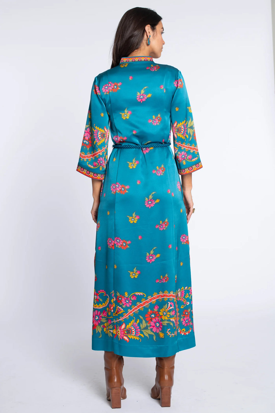 Talia Dress (Teal Scroll)