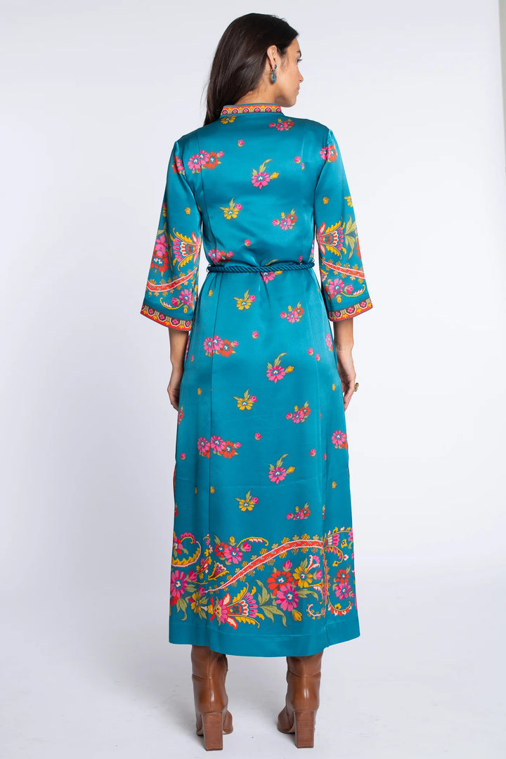 Talia Dress (Teal Scroll)