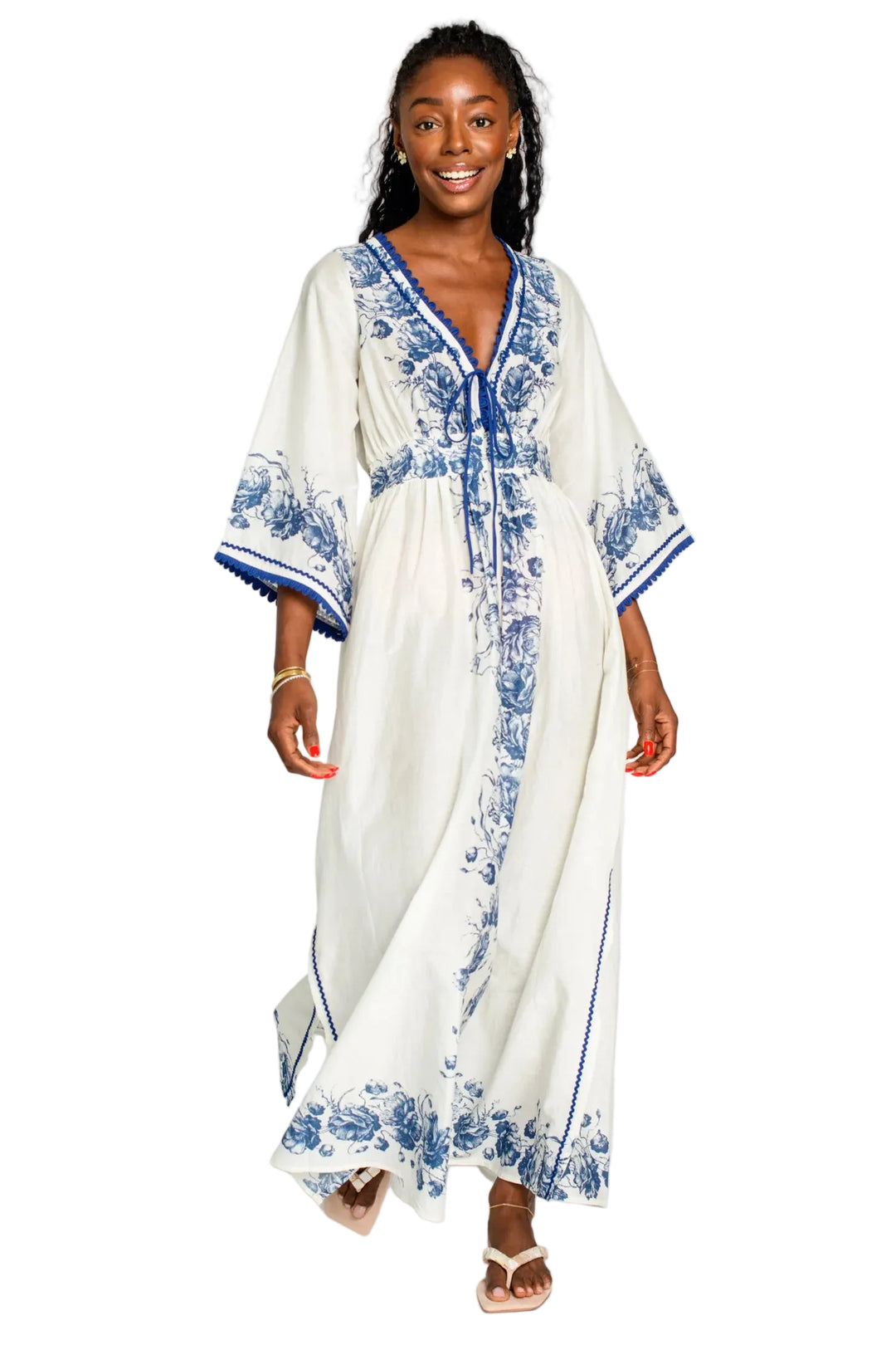 Astrid Caftan (Navy Tea Rose)