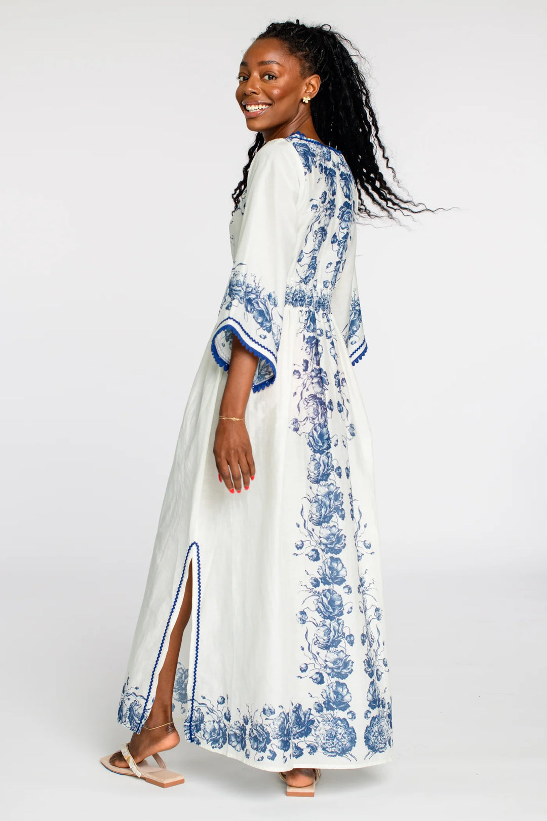 Astrid Caftan (Navy Tea Rose)