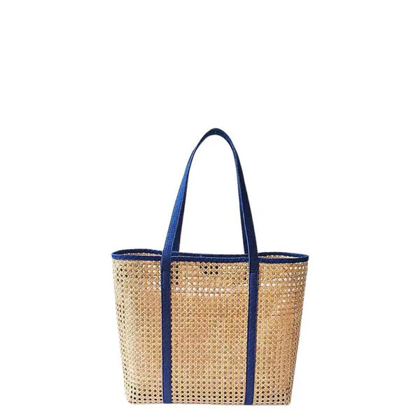 Eleanor Maxi Wicker Tote (Blue Denim)