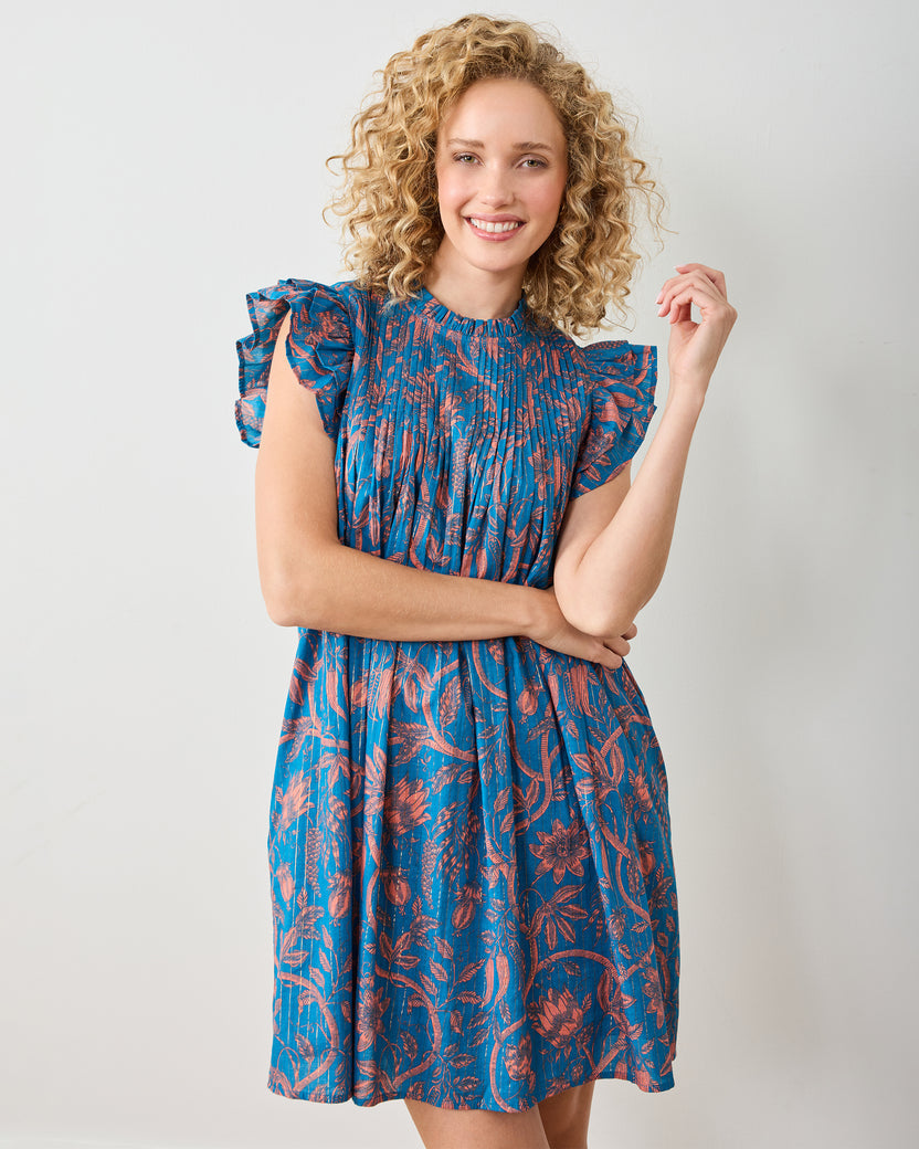 Open Road Dress (Etched Vine-Turq)