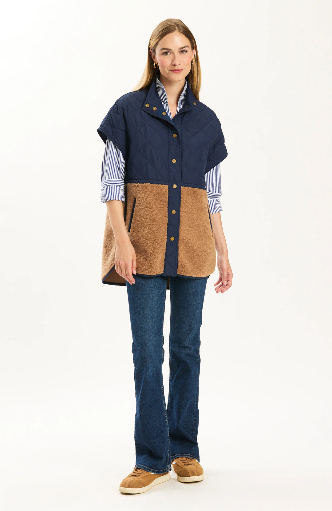 Cassidy Quilted Shirling (Iced Coffee/Midnight Navy)