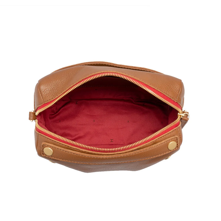Evan Crossbody Small (Mahogany Pebble/Brushed Gold)