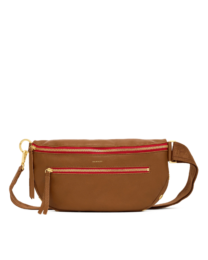 Charles Crossbody Large (Mahogany Pebble/Brushed Gold)