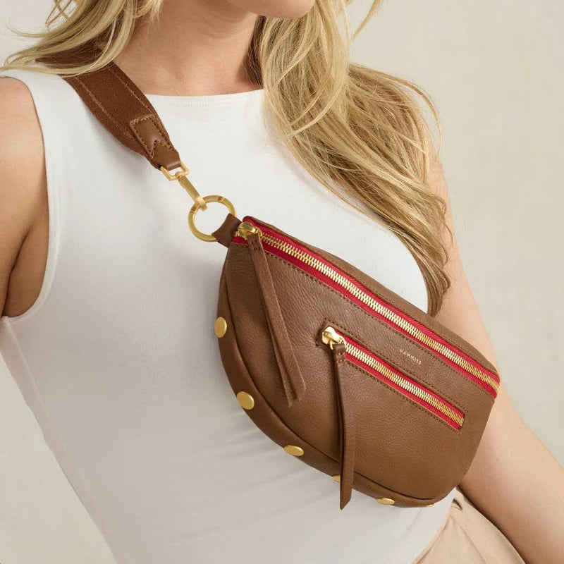 Charles Crossbody Large (Mahogany Pebble/Brushed Gold)