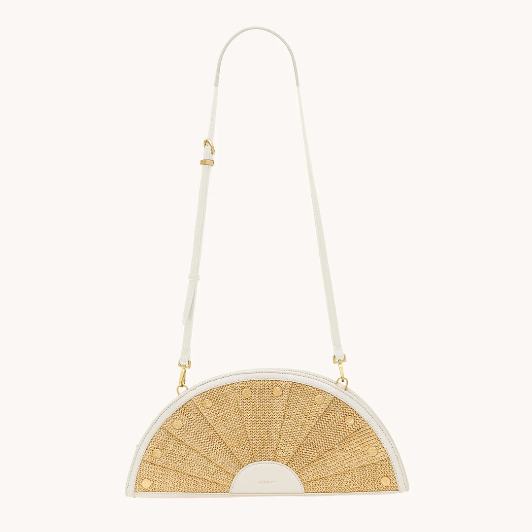 Shelley Clutch (Calla Lily White Raffia/Brushed Gold)
