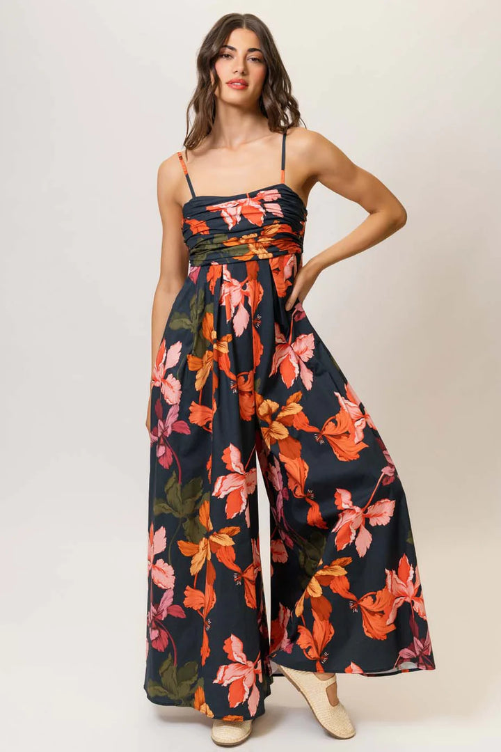 Ottie Jumpsuit (Navy Multi Sketched Iris)