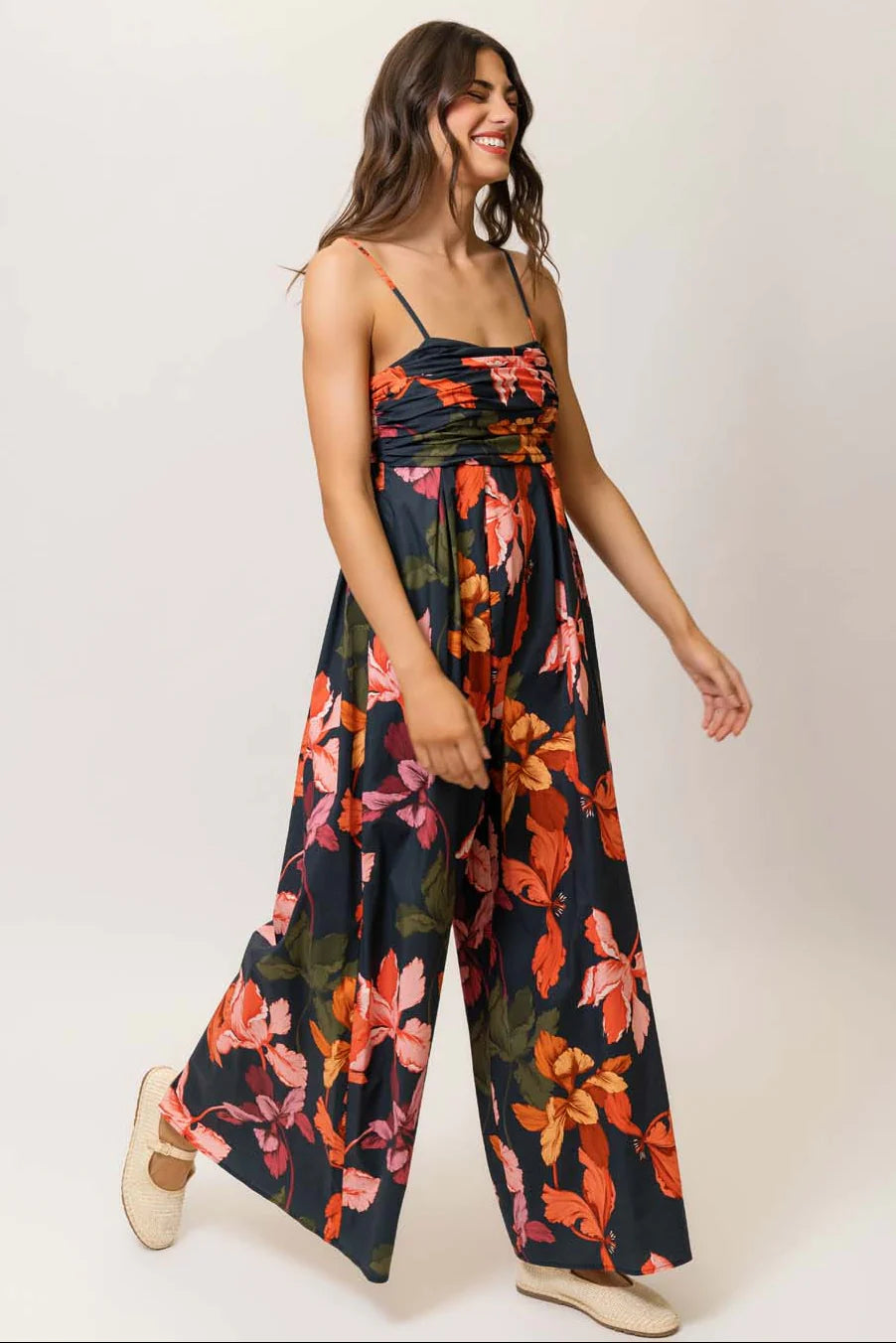 Ottie Jumpsuit (Navy Multi Sketched Iris)
