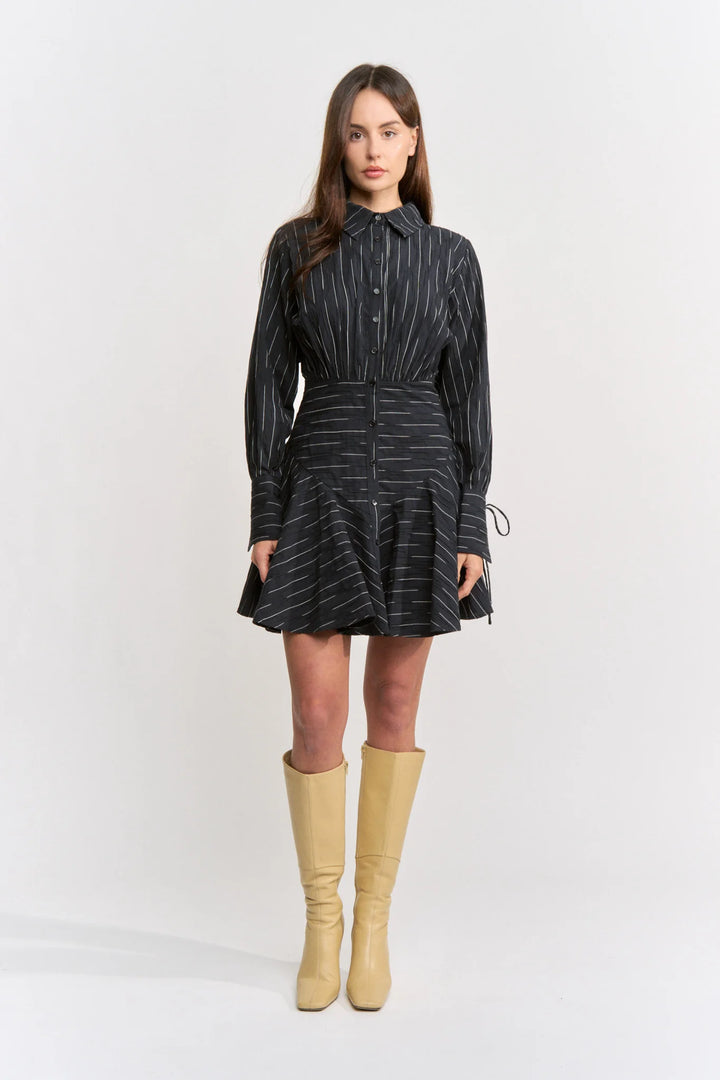 Tricia Mini Shirt Dress (Black Ivory)