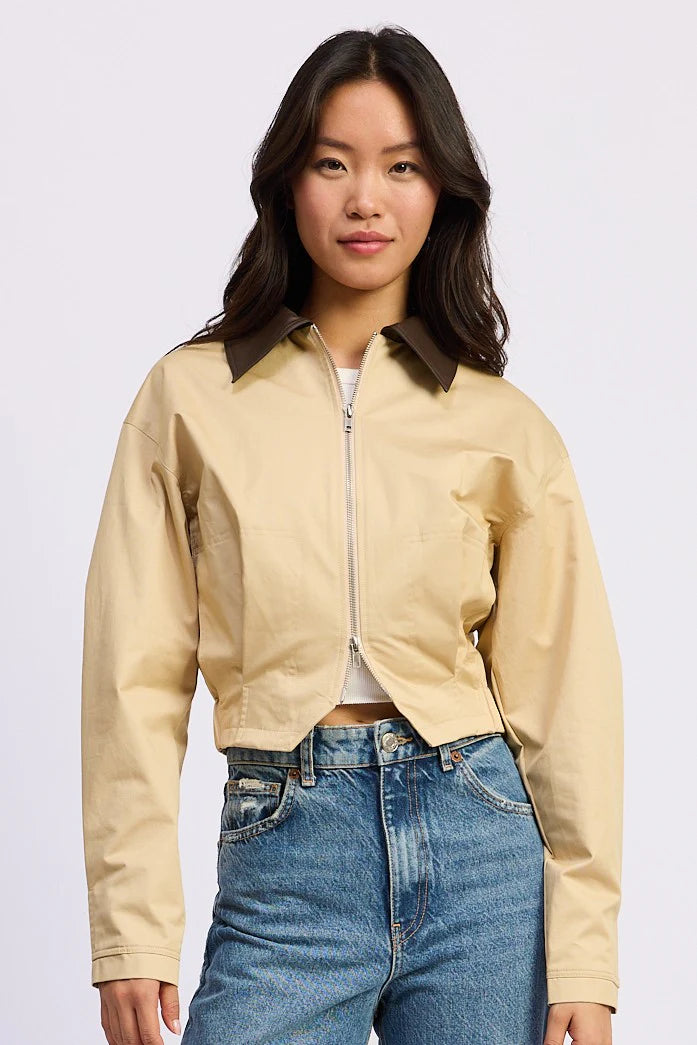 Cecilia Zip Up Jacket (Khaki Brown)