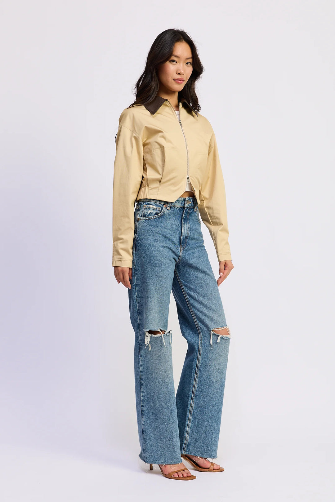 Cecilia Zip Up Jacket (Khaki Brown)