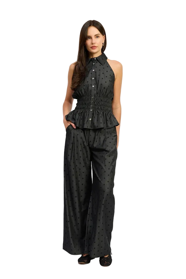 Adreienne Peplum Top (Charcoal Black)