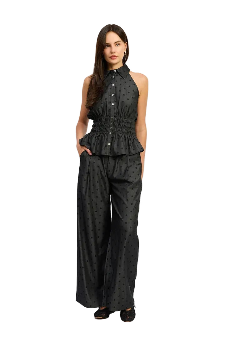 Adreienne Peplum Top (Charcoal Black)