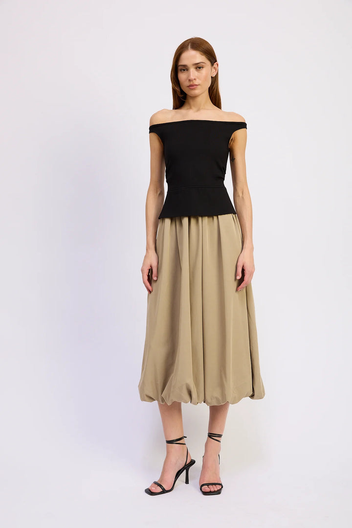 Mixed Media Dress (Khaki)