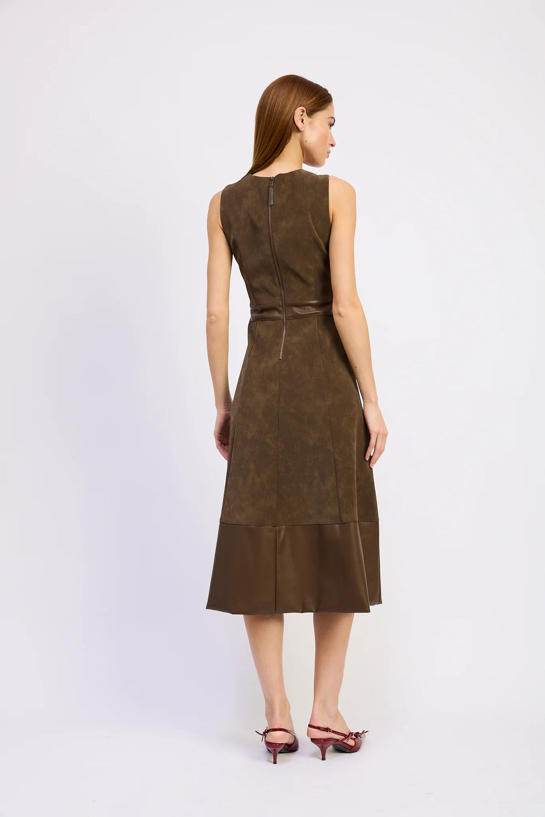 Miller Mixed Media Dress (Brown)