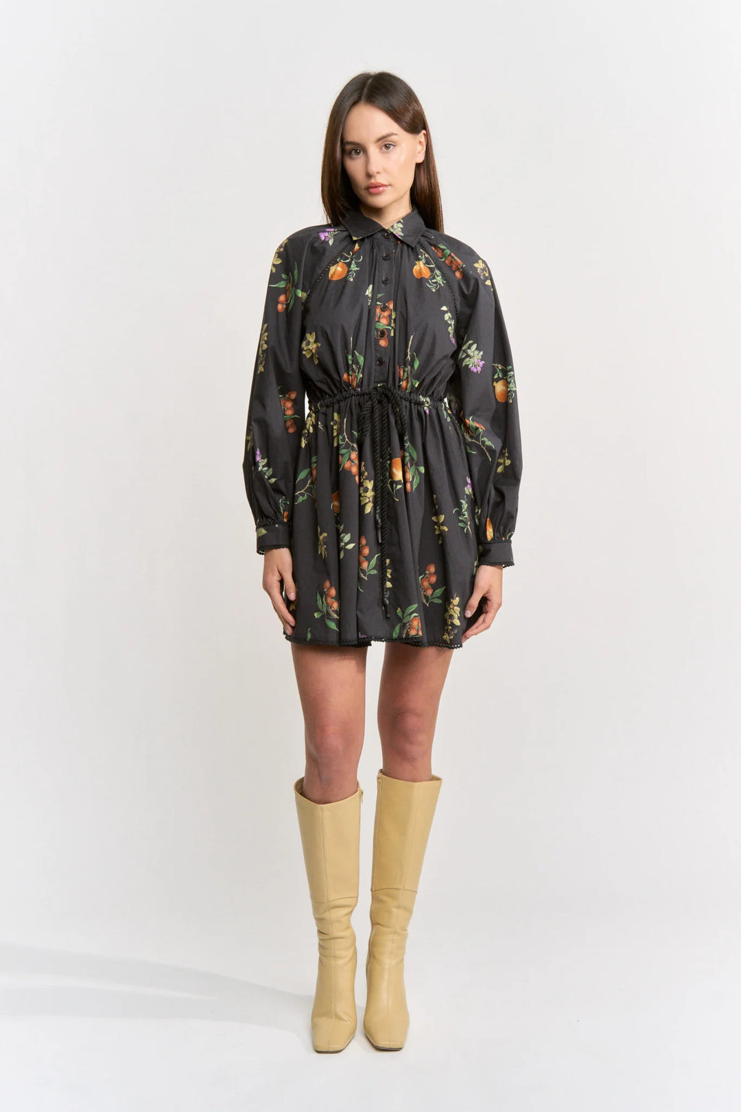 Kristie Mini Shirt Dress (Black Multi)