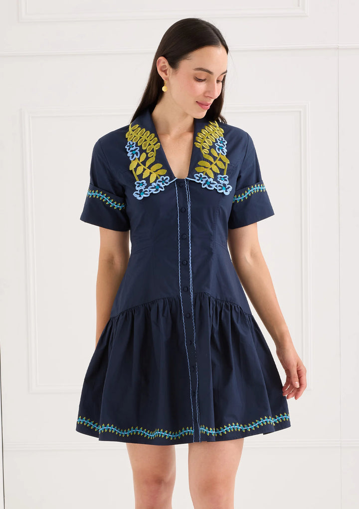 The Julia Dress (Navy Floral Embroidery)