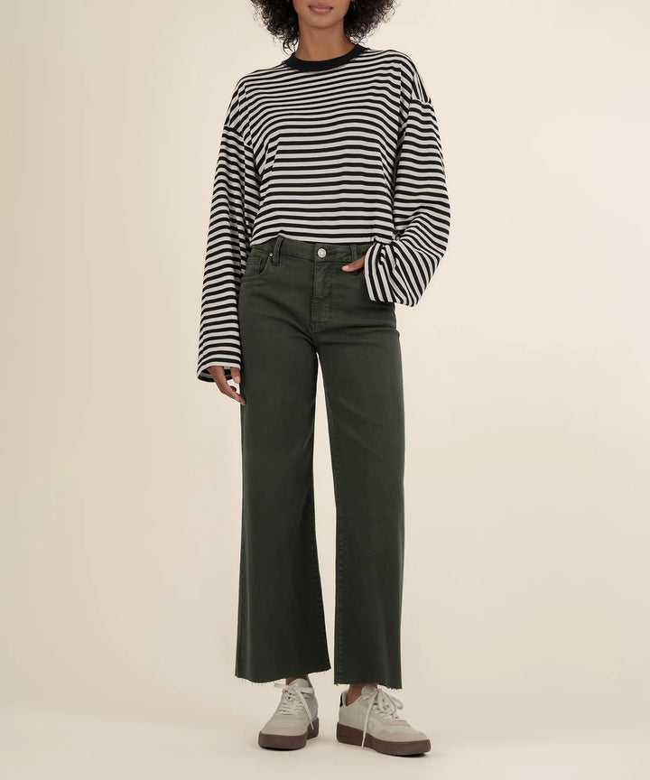 Meg High Rise Wide Leg w Raw Hem (Sherwood Forest)